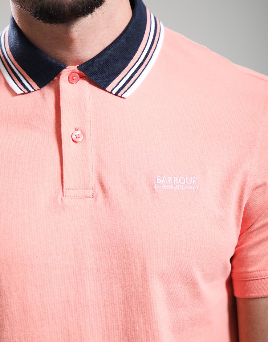 Barbour International Burnwood Tipped Polo Shirt Burnt Coral