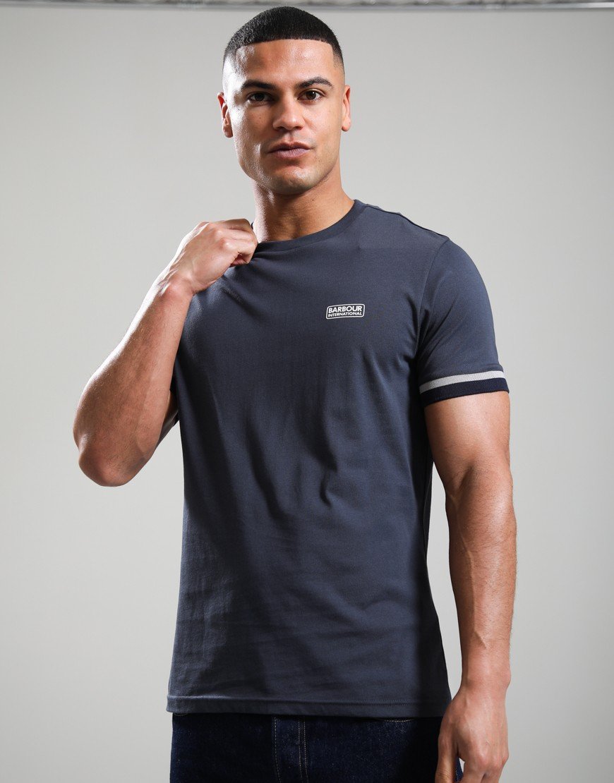 Barbour International Deep Cuff Evan Tipped T-Shirt Storm Grey