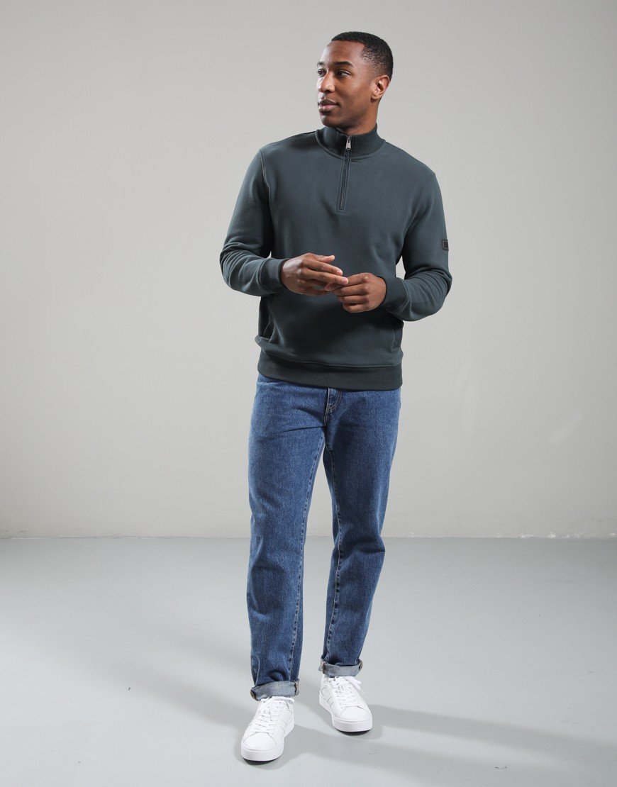 Barbour International Ehan Half Zip Sweatshirt Forest River