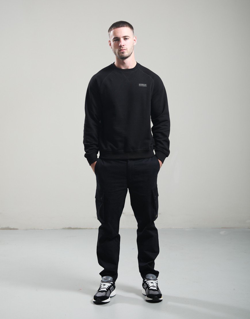 Barbour International Essential Crew Neck Sweatshirt Black / Pewter