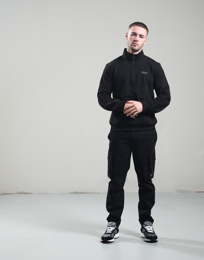 Barbour International Essential Half Zip Sweatshirt Black / Pewter