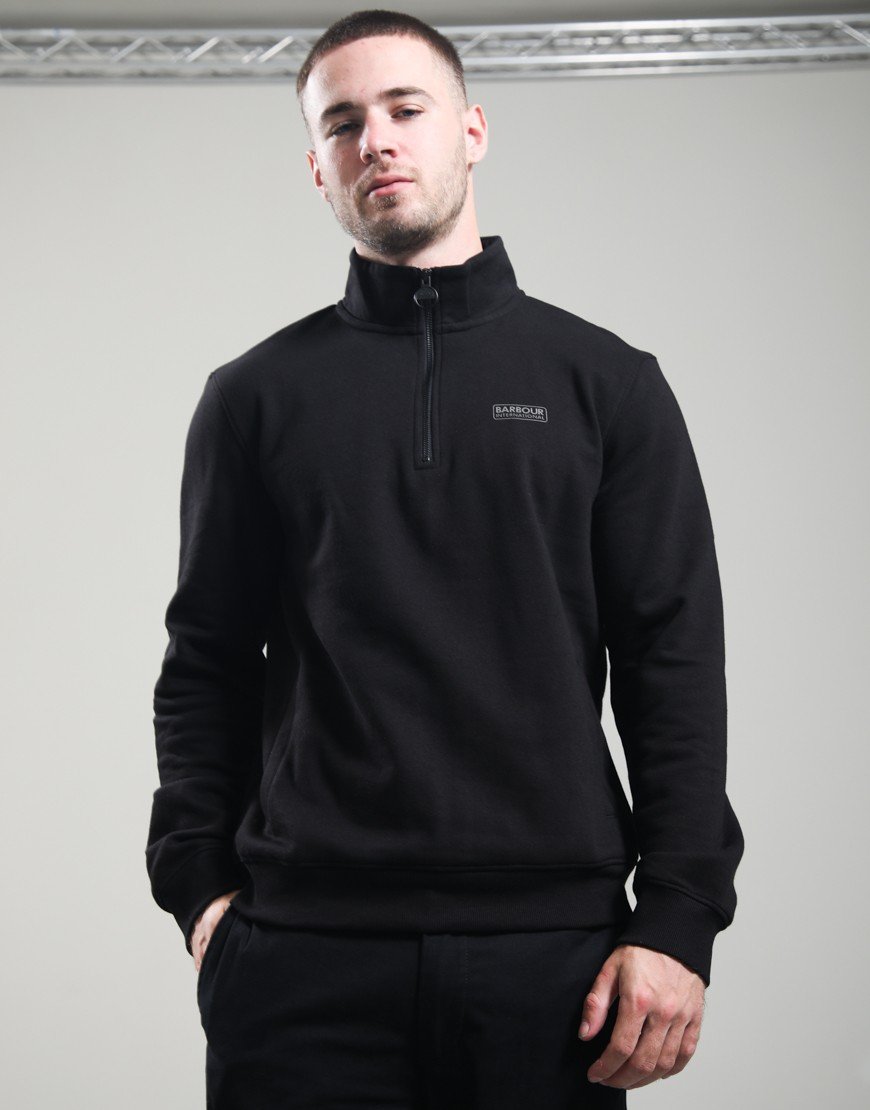Barbour International Essential Half Zip Sweatshirt Black / Pewter