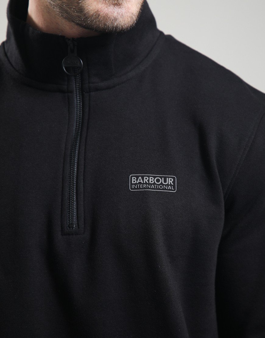 Barbour International Essential Half Zip Sweatshirt Black / Pewter