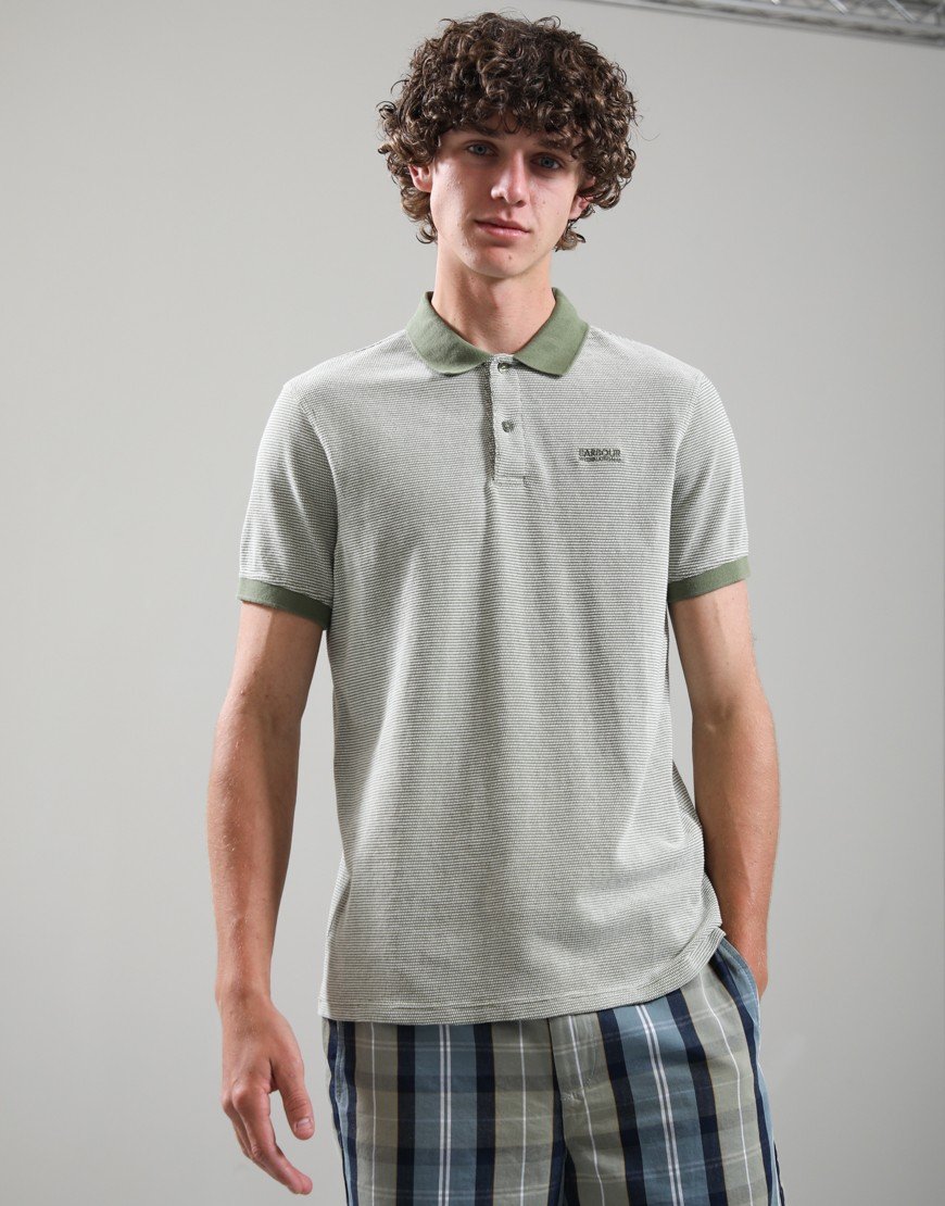 Barbour International Halls Textured Polo Shirt Burnt Olive