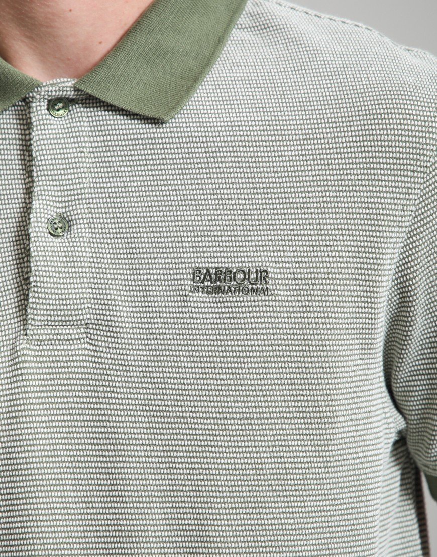 Barbour International Halls Textured Polo Shirt Burnt Olive