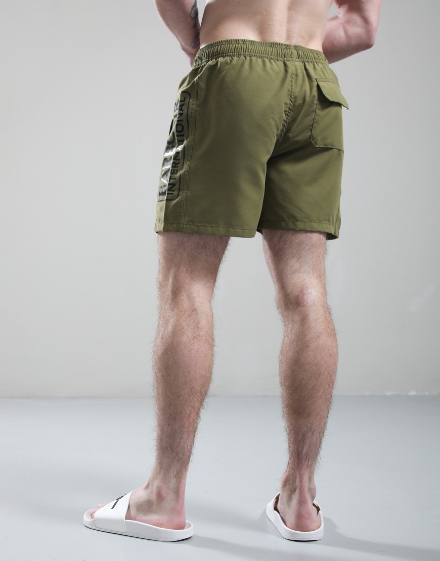 Barbour International Large Logo Swim Shorts Cable Olive