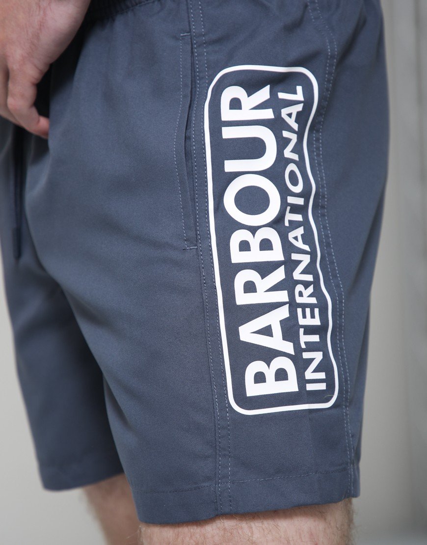 Barbour International Large Logo Swim Shorts Storm Grey