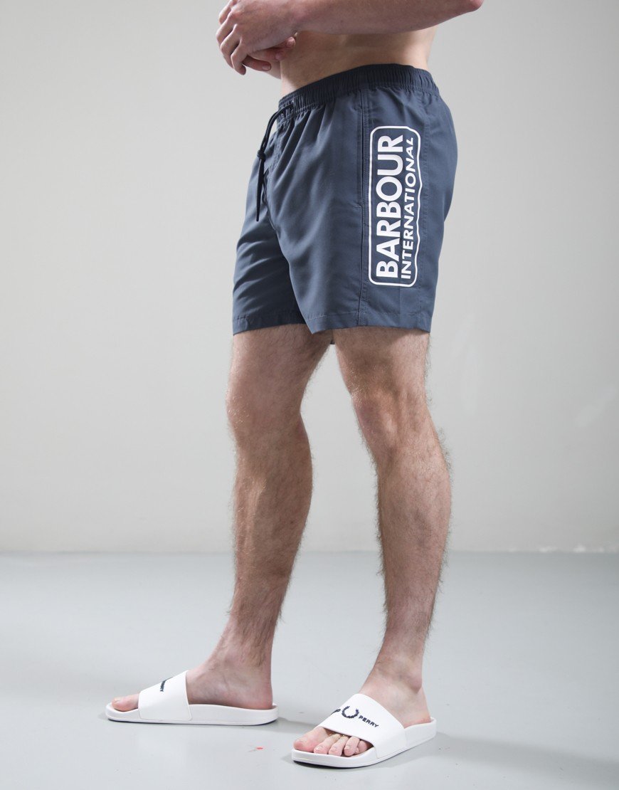 Barbour International Large Logo Swim Shorts Storm Grey