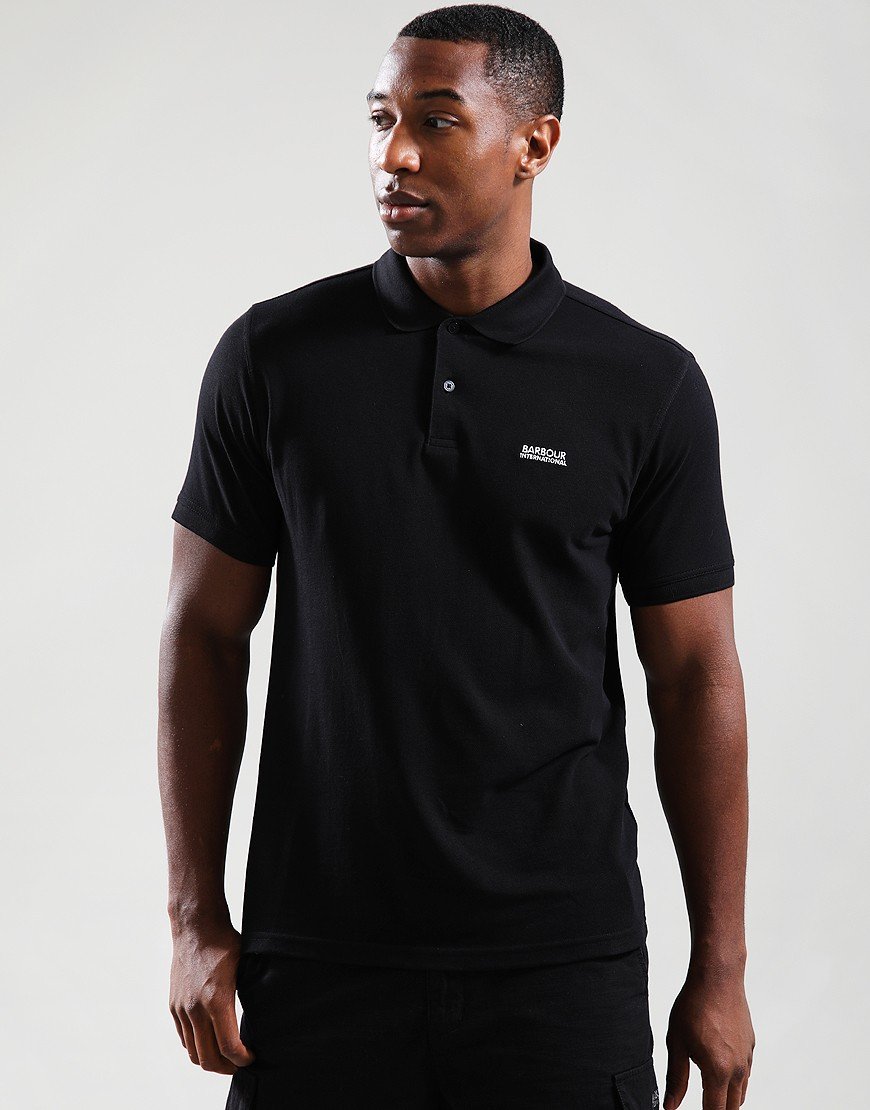 Barbour Lightweight Pique Essential Polo Shirt Black