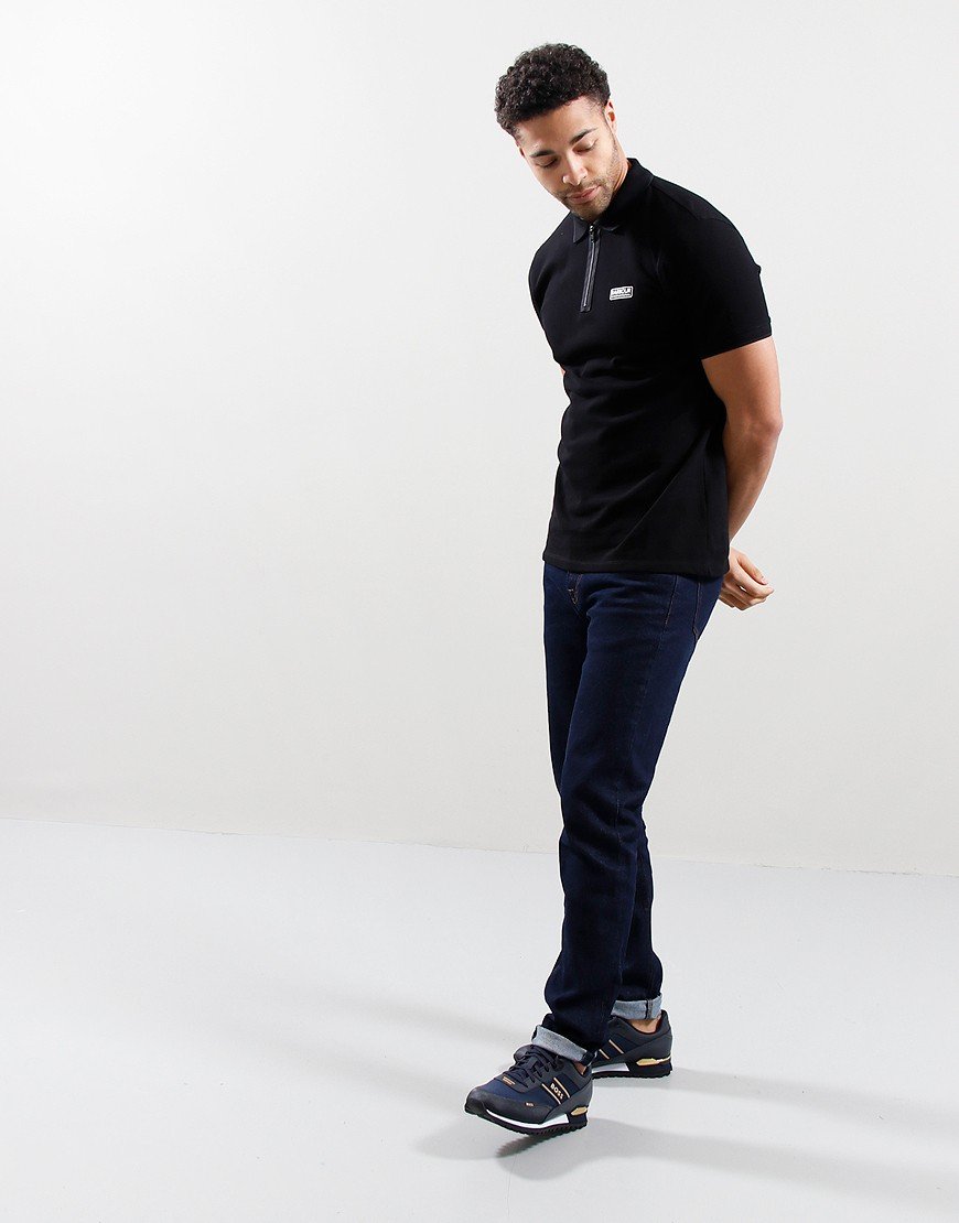 Barbour International Transmission Zip Polo Shirt Black