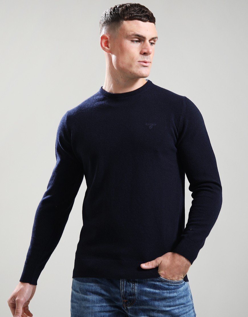 Barbour Essential Lambswool Crew Neck Knit Navy