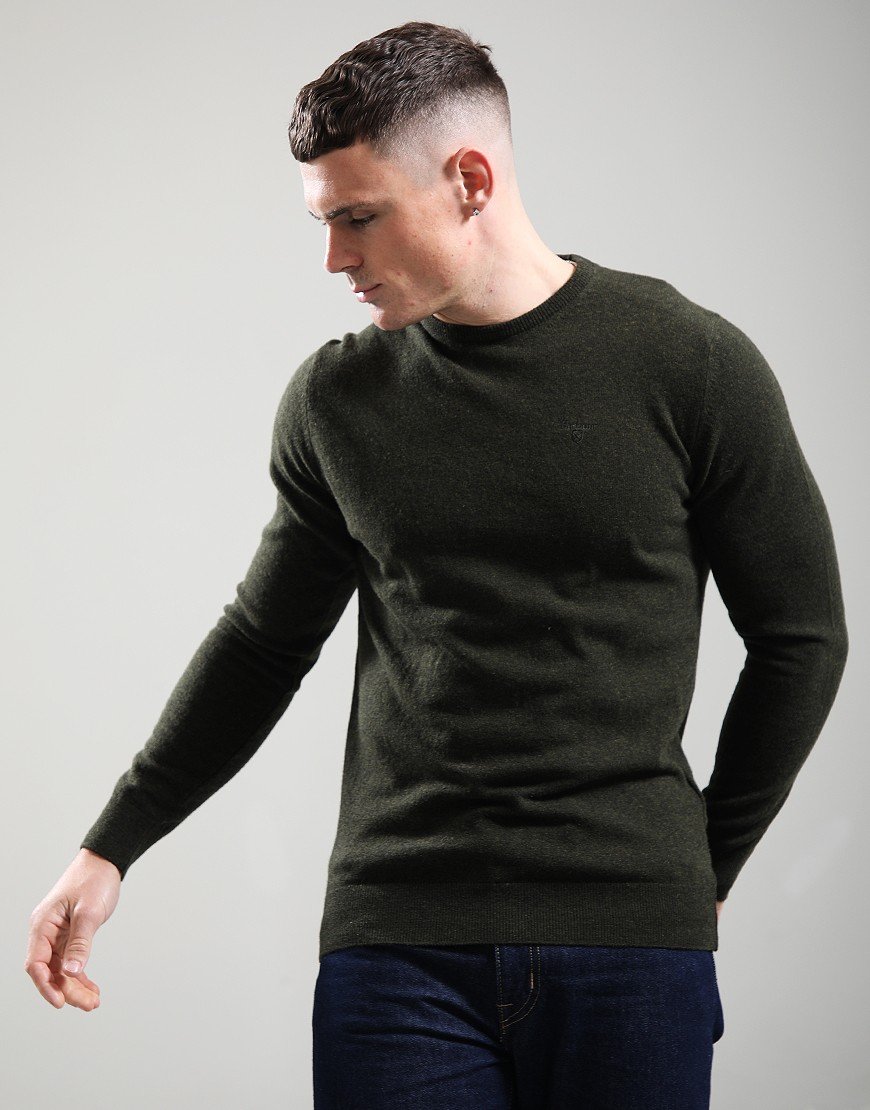 Barbour Essential Lambswool Crew Neck Knit Seaweed