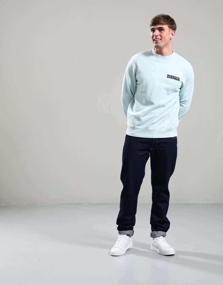 Barbour Livingstone Crew Neck Sweatshirt Mint Blue