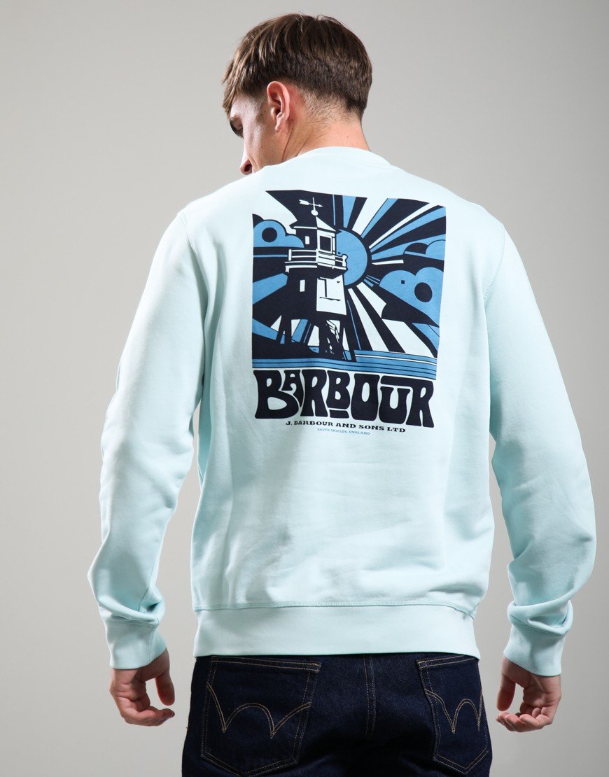Barbour Livingstone Crew Neck Sweatshirt Mint Blue