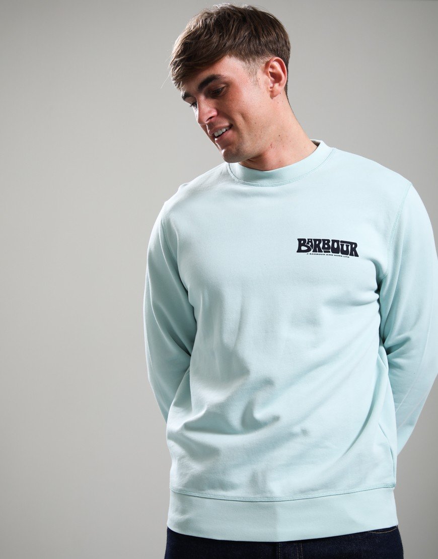 Barbour Livingstone Crew Neck Sweatshirt Mint Blue