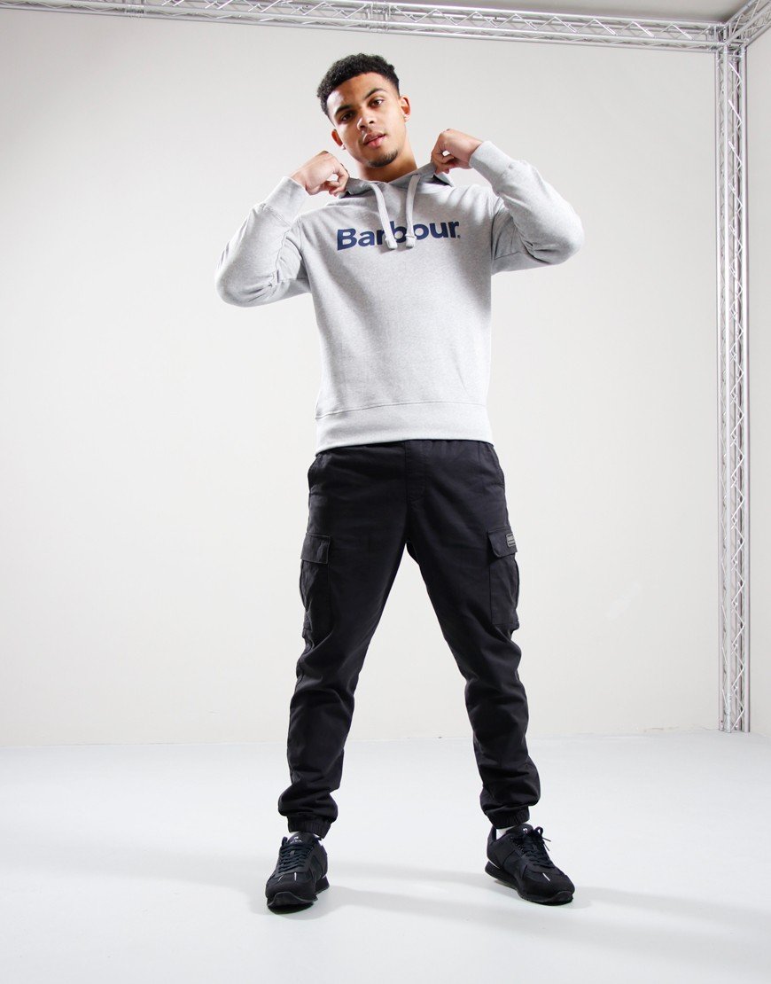 Barbour Logo Popover Hoodie Grey