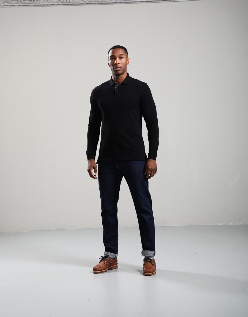 Barbour Long Sleeved Sports Polo Shirt  Black