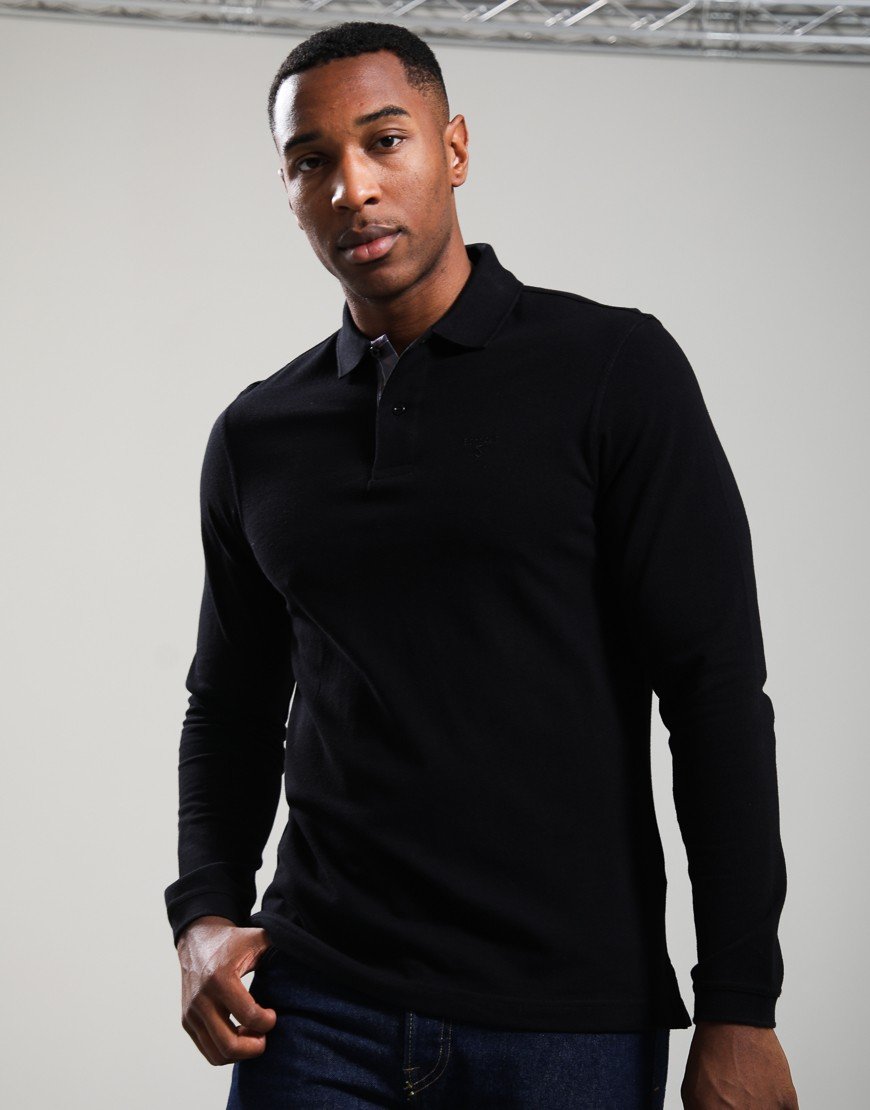 Barbour Long Sleeved Sports Polo Shirt  Black