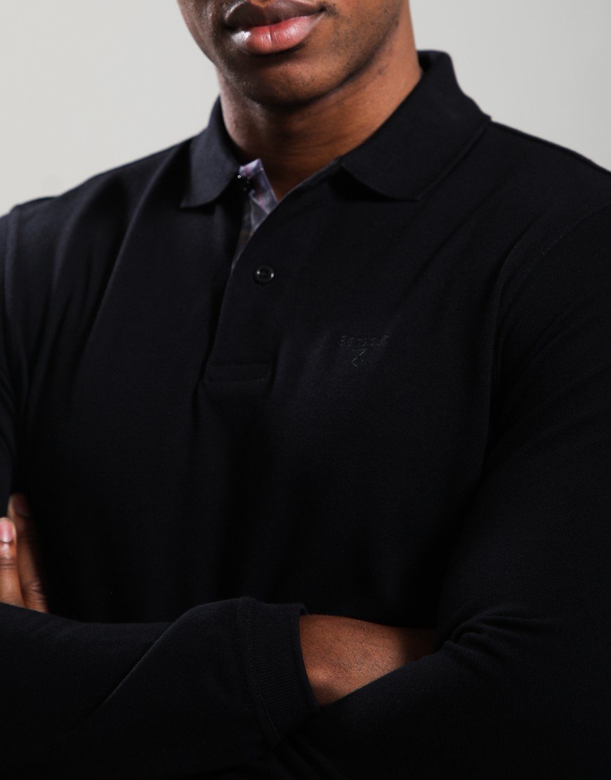 Barbour Long Sleeved Sports Polo Shirt  Black