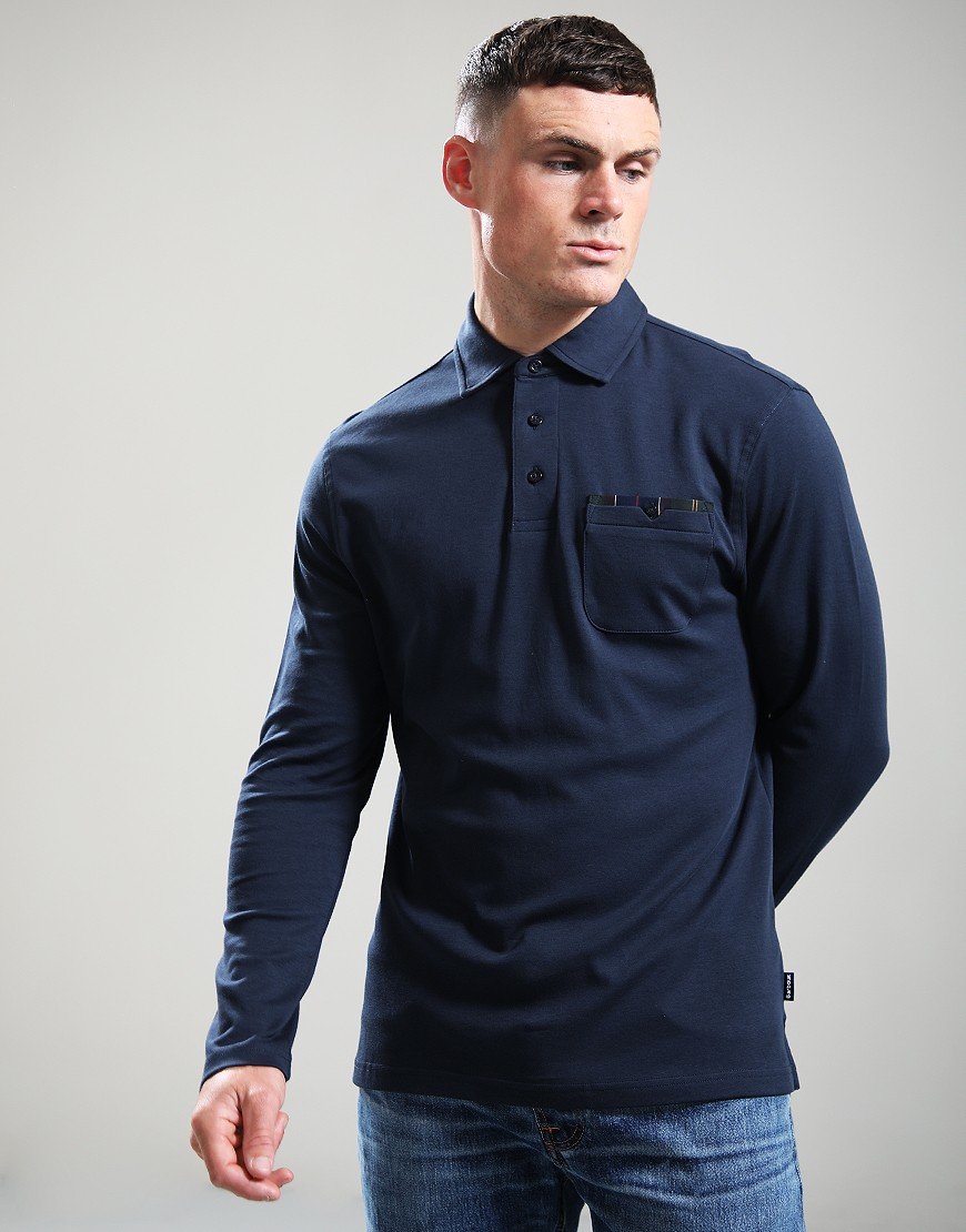 Barbour Cornpatch Long Sleeve Polo Shirt Navy
