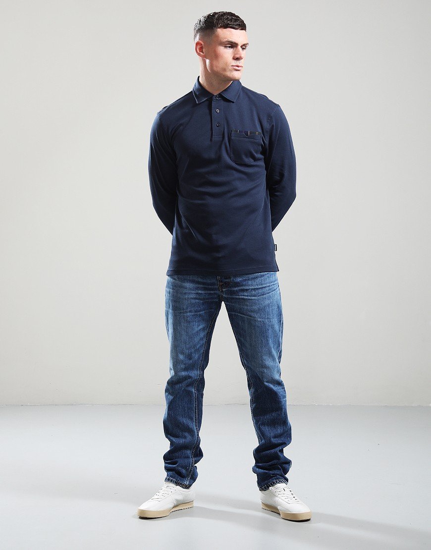 Barbour Cornpatch Long Sleeve Polo Shirt Navy