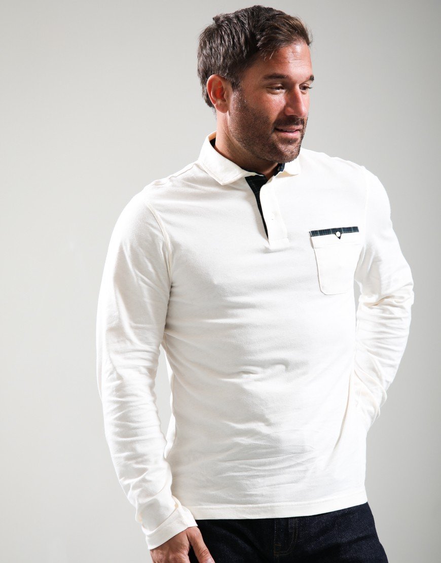 Barbour Corpatch Long Sleeve Polo Shirt Whisper White