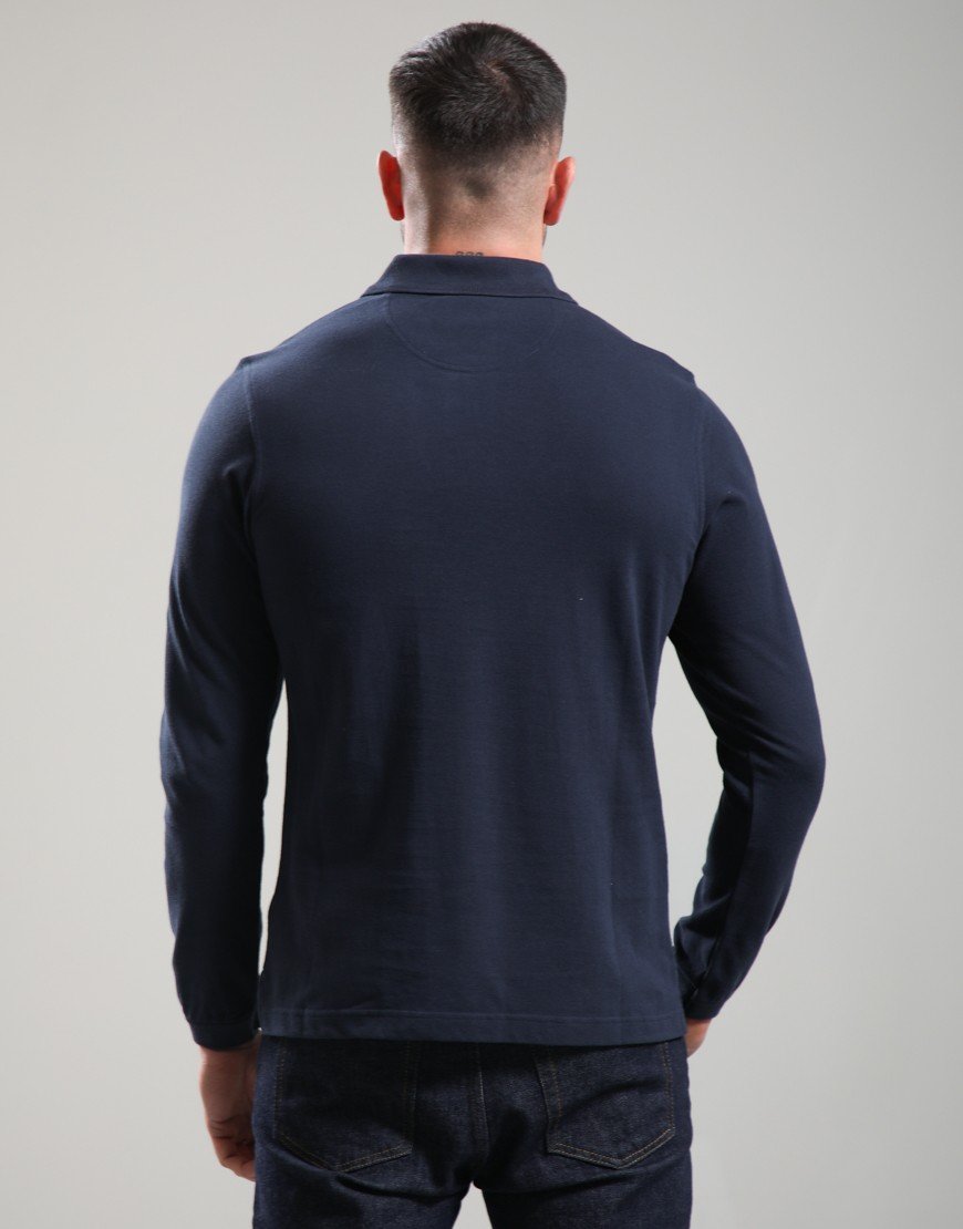 Barbour Long Sleeved Sports Polo Shirt Navy
