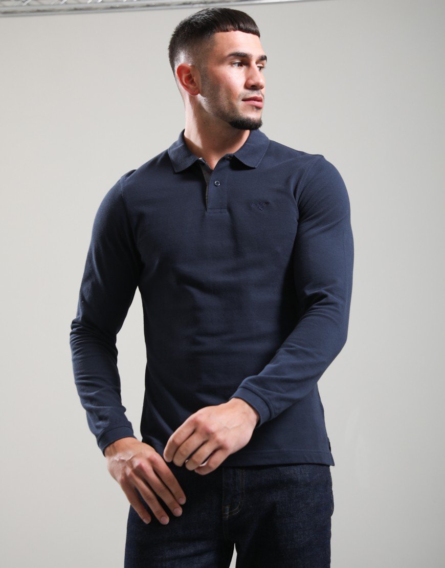 Barbour Long Sleeved Sports Polo Shirt Navy