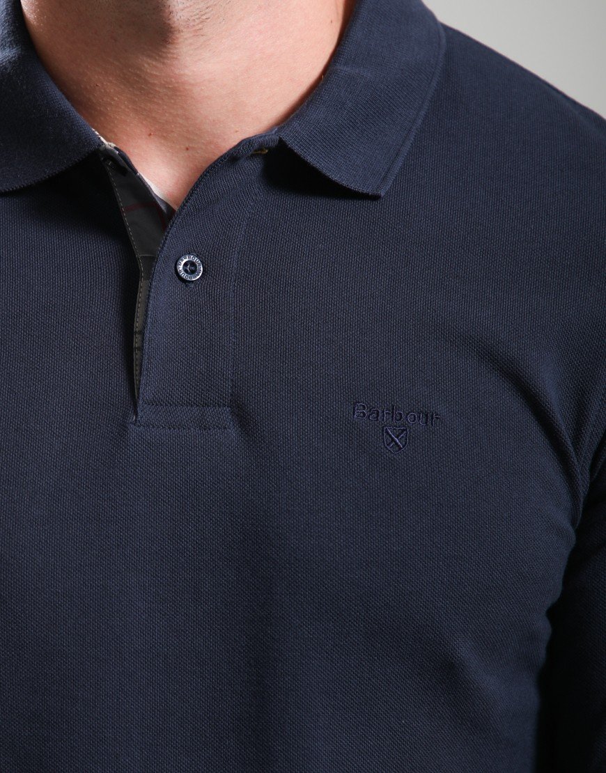 Barbour Long Sleeved Sports Polo Shirt Navy