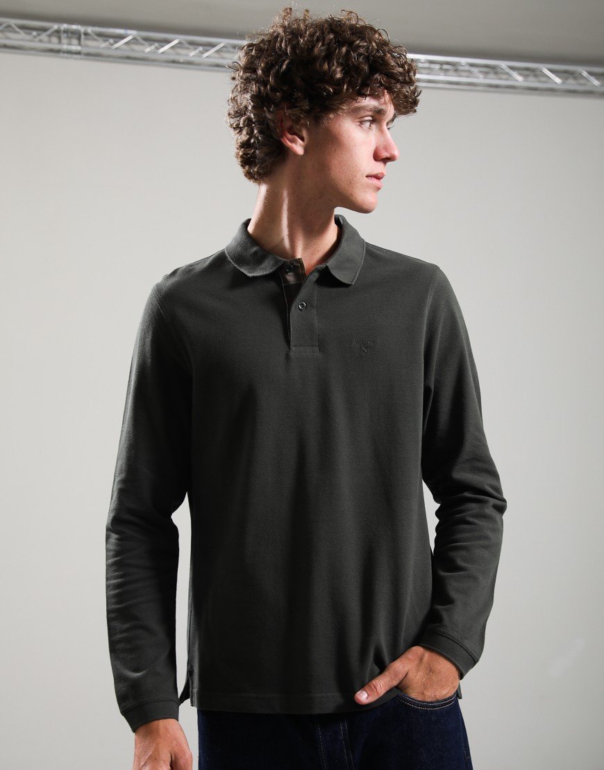 Barbour Long Sleeved Sports Polo Shirt  Forest