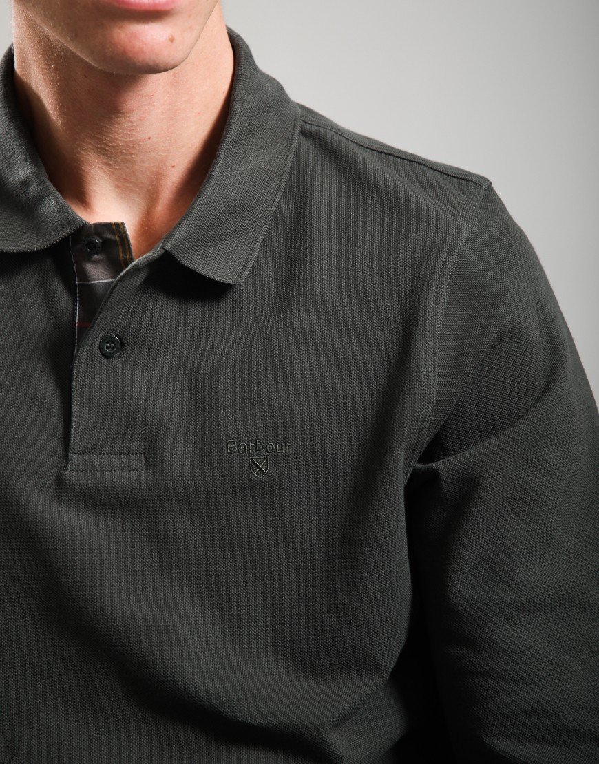 Barbour Long Sleeved Sports Polo Shirt  Forest