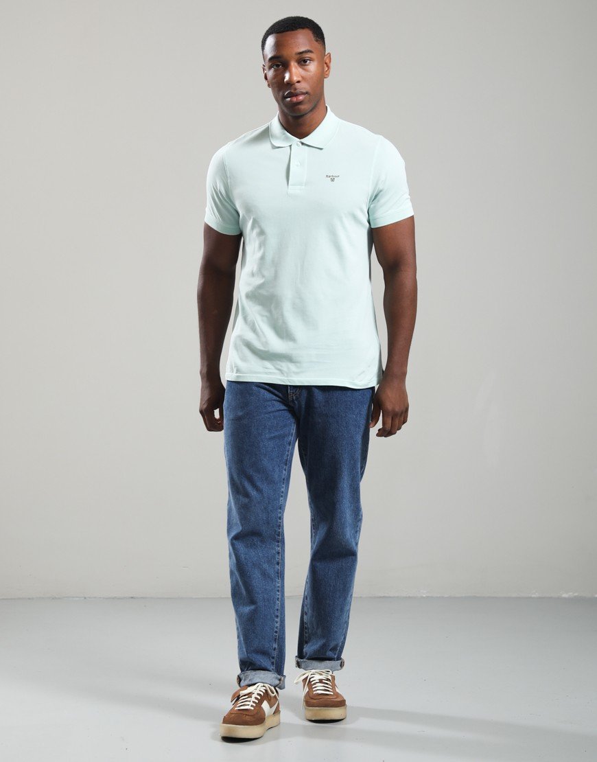 Barbour Lightweight Sports Polo Shirt Mint Blue