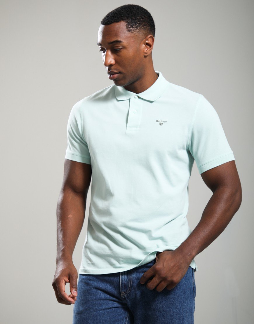 Barbour Lightweight Sports Polo Shirt Mint Blue