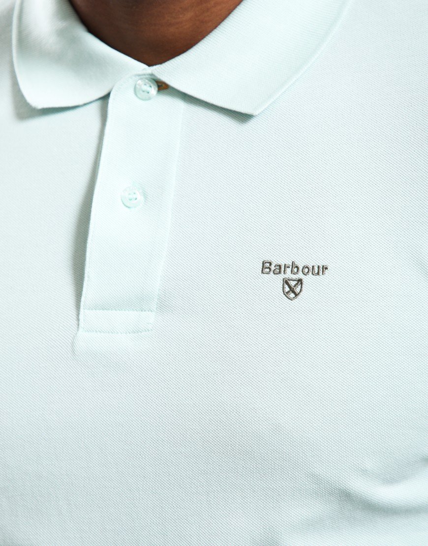 Barbour Lightweight Sports Polo Shirt Mint Blue
