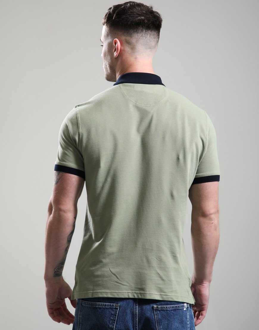 Barbour Lynmouth Tipped Tailored Fit Polo Shirt Laurel Green