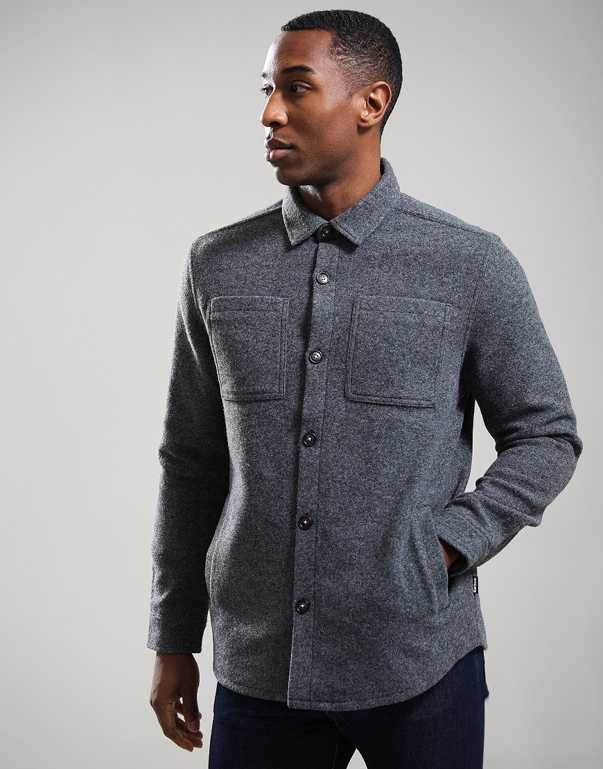Barbour Marlow Wool Overshirt Dark Grey Marl