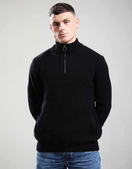 Barbour Milburn Half Zip Knit Black