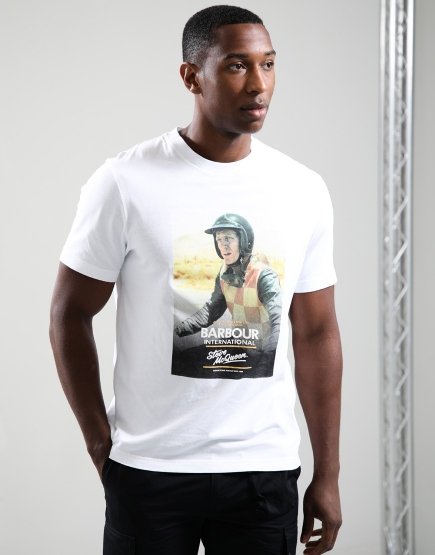 Barbour Nicholl Steve McQueen Graphic T-Shirt White