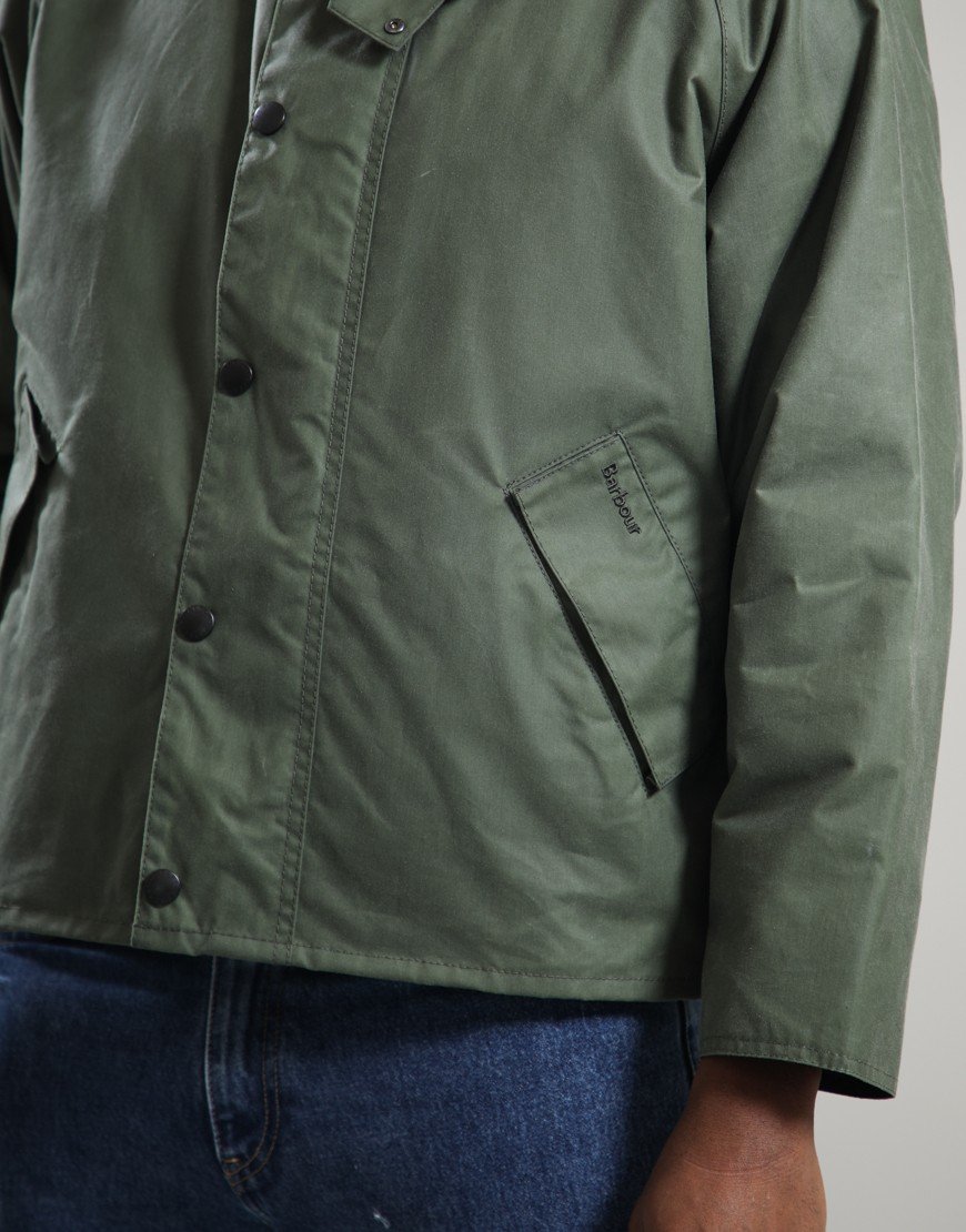 Barbour Oversized Transport Wax Jacket Light Moss