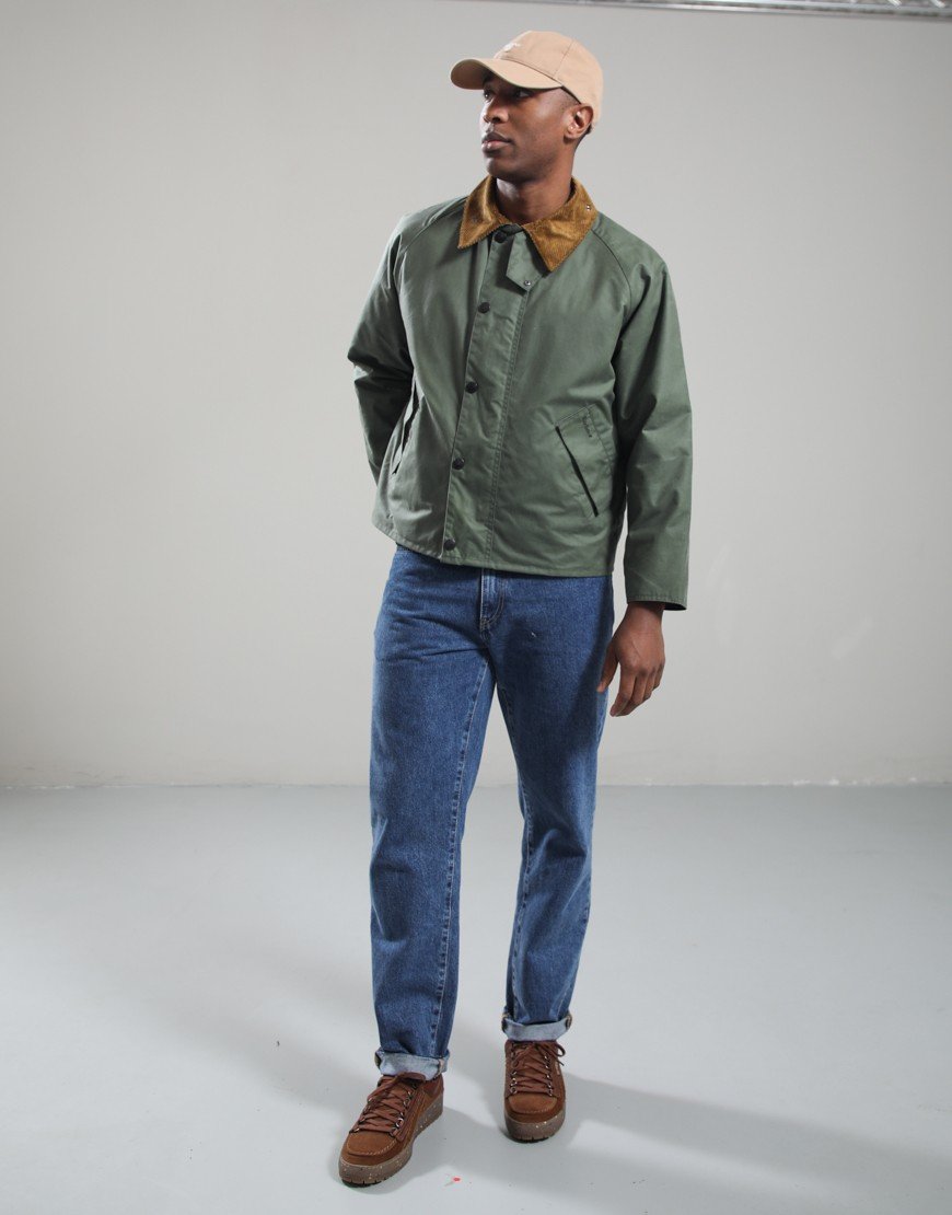 Barbour Oversized Transport Wax Jacket Light Moss
