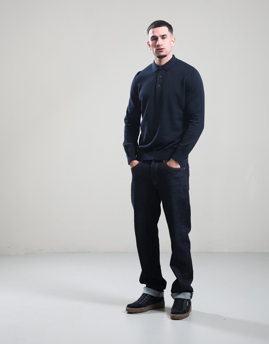 Barbour Pima Cotton Knitted Polo Shirt Navy