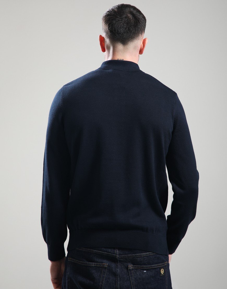 Barbour Pima Cotton Knitted Polo Shirt Navy