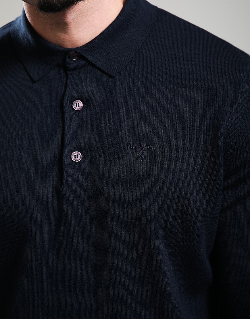 Barbour Pima Cotton Knitted Polo Shirt Navy