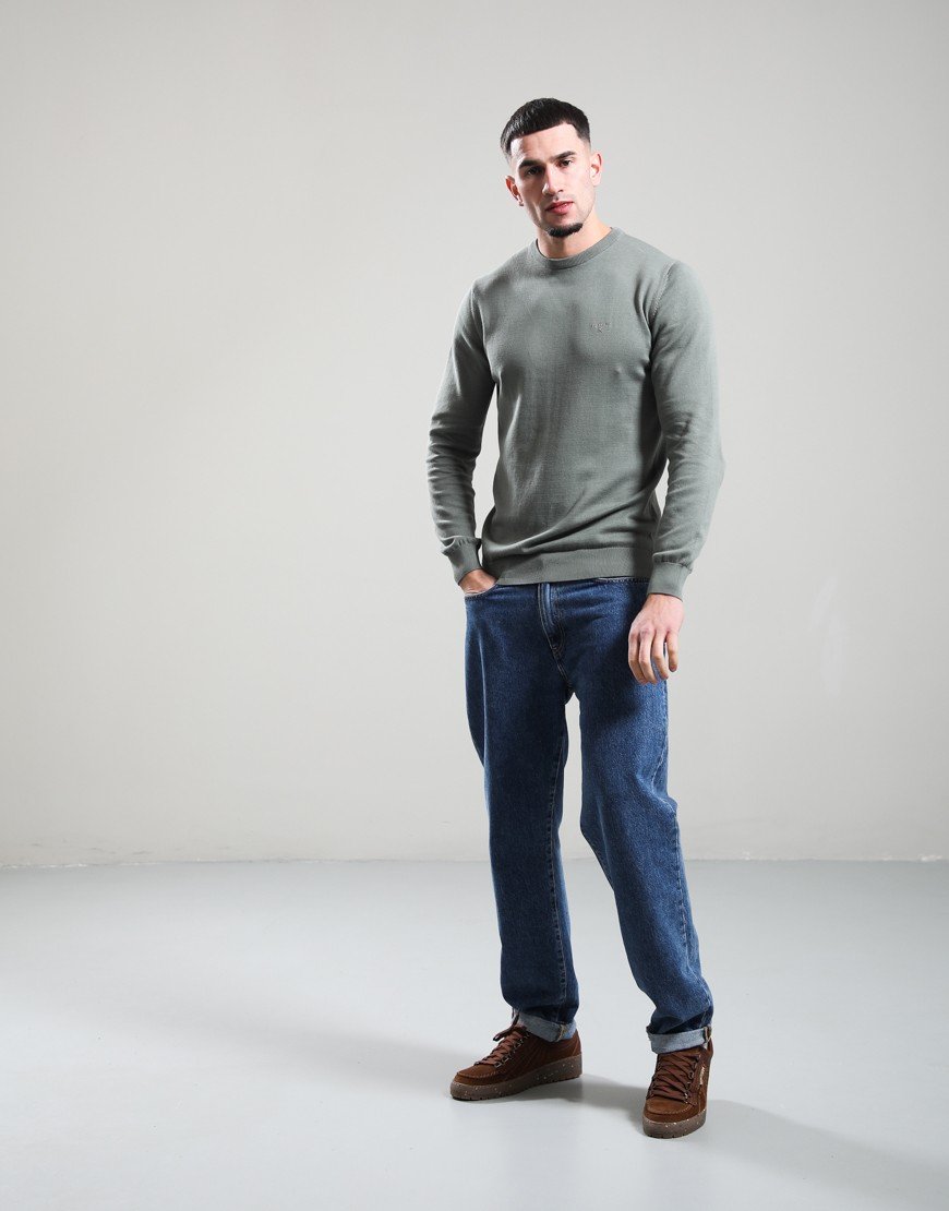 Barbour Pima Crew Knit Agave Green