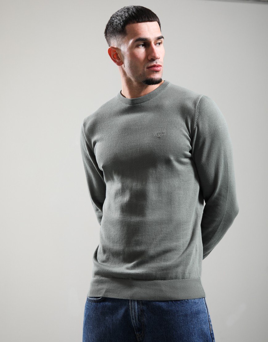 Barbour Pima Crew Knit Agave Green