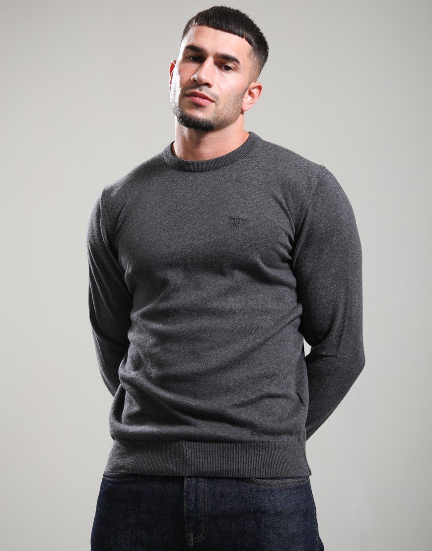 Barbour Pima Cotton Crew Neck Knit Charcoal