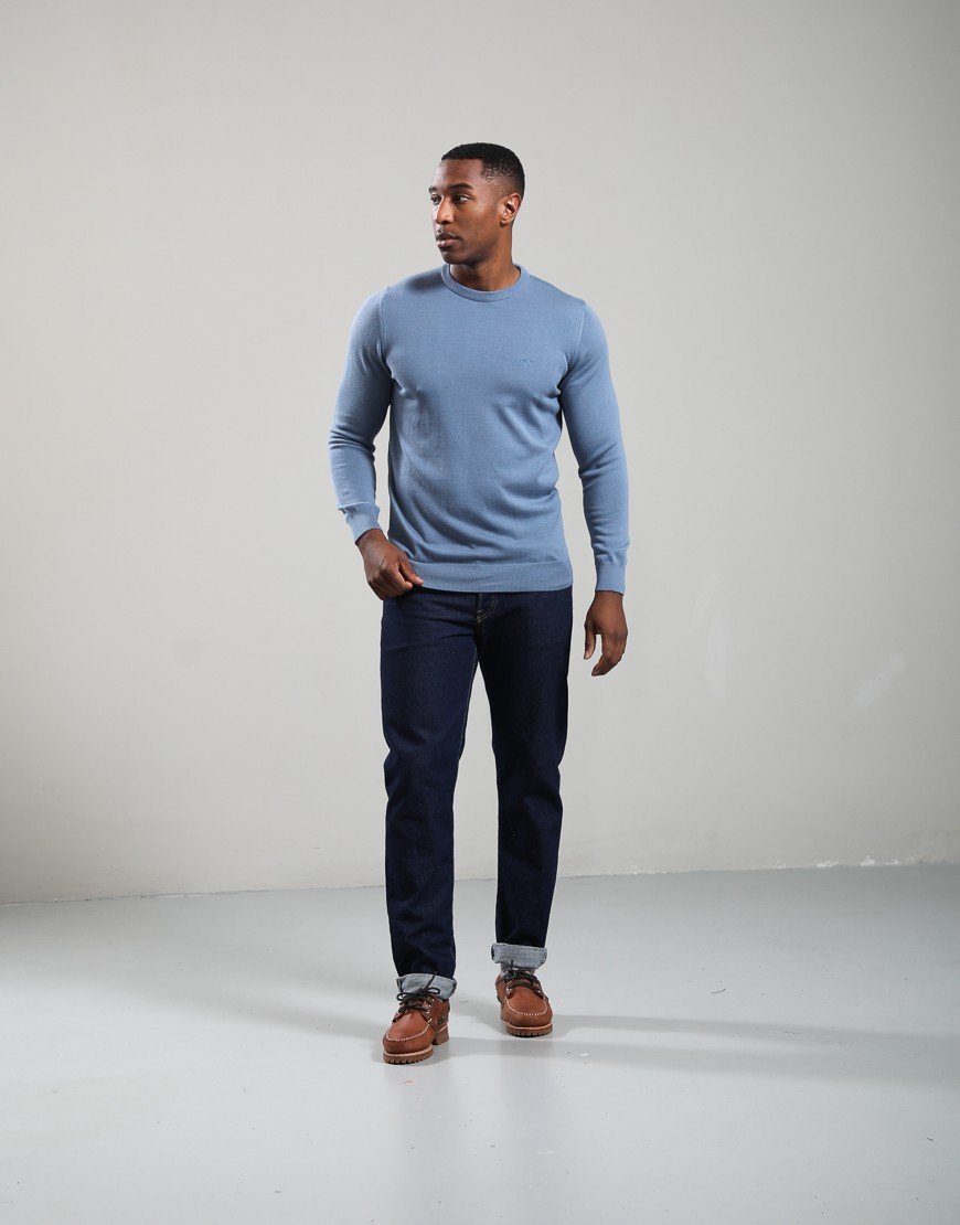 Barbour Pima Cotton Crew Neck Knit Tarn Blue