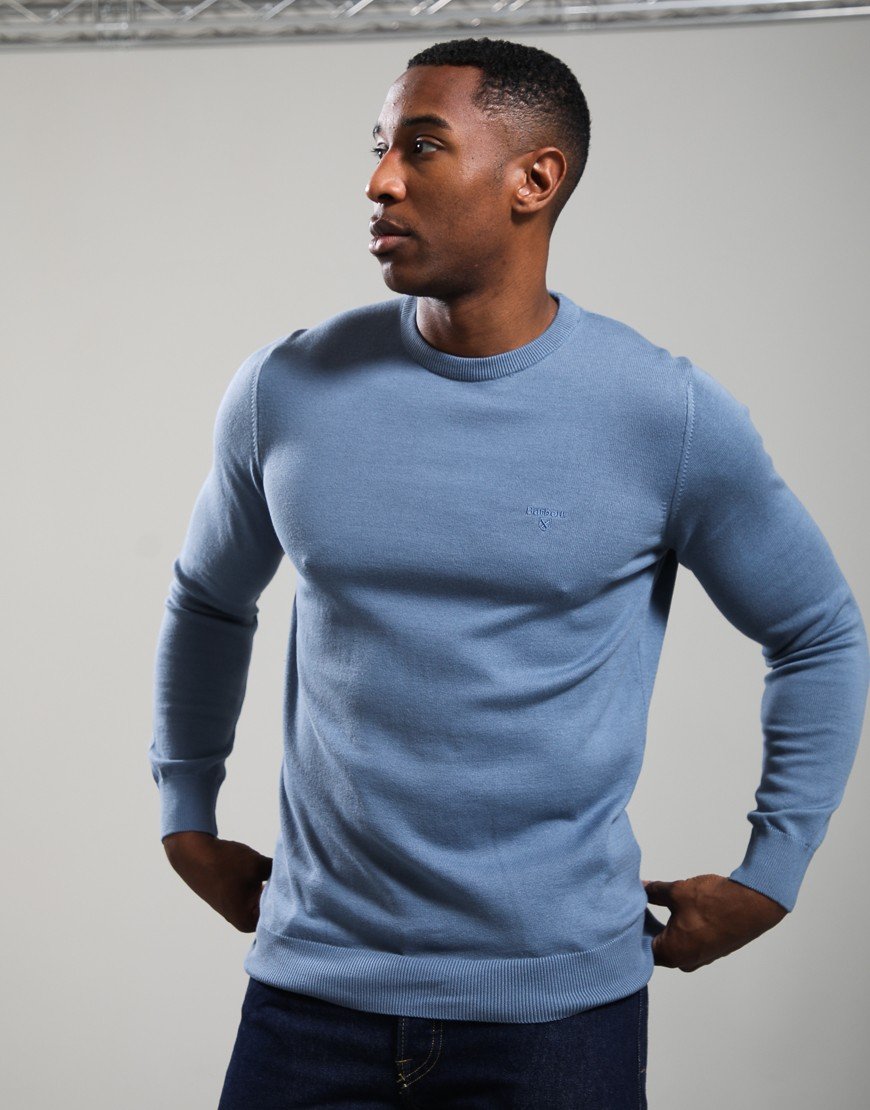 Barbour Pima Cotton Crew Neck Knit Tarn Blue