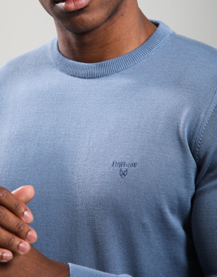 Barbour Pima Cotton Crew Neck Knit Tarn Blue