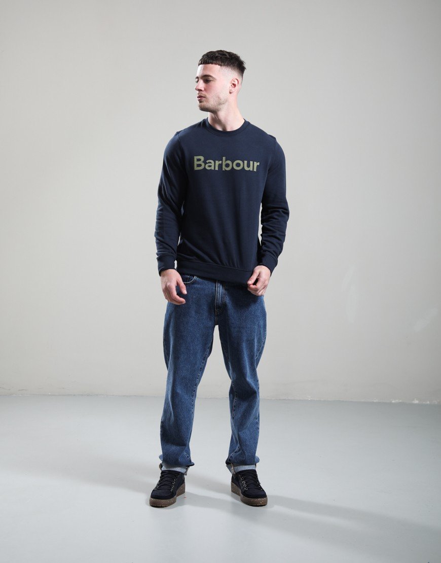Barbour Pique Logo Crew Sweatshirt Navy
